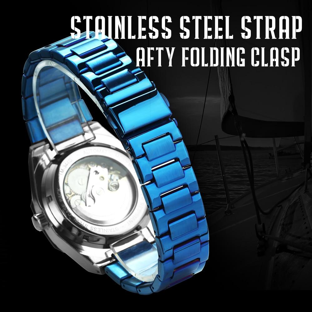Tourbillion Mechanical Watch for Men Automatic Steel Strap Skeleton