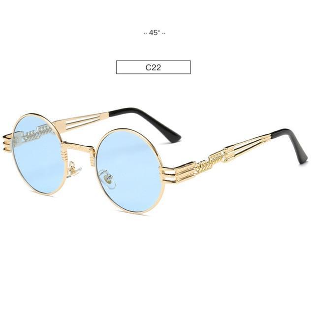 Gold Metal Fashion John Lennon Round Sunglasses Steampunk Sunglasses Mens Womens Retro Vintage Coating Mirrored Eyewear Shades