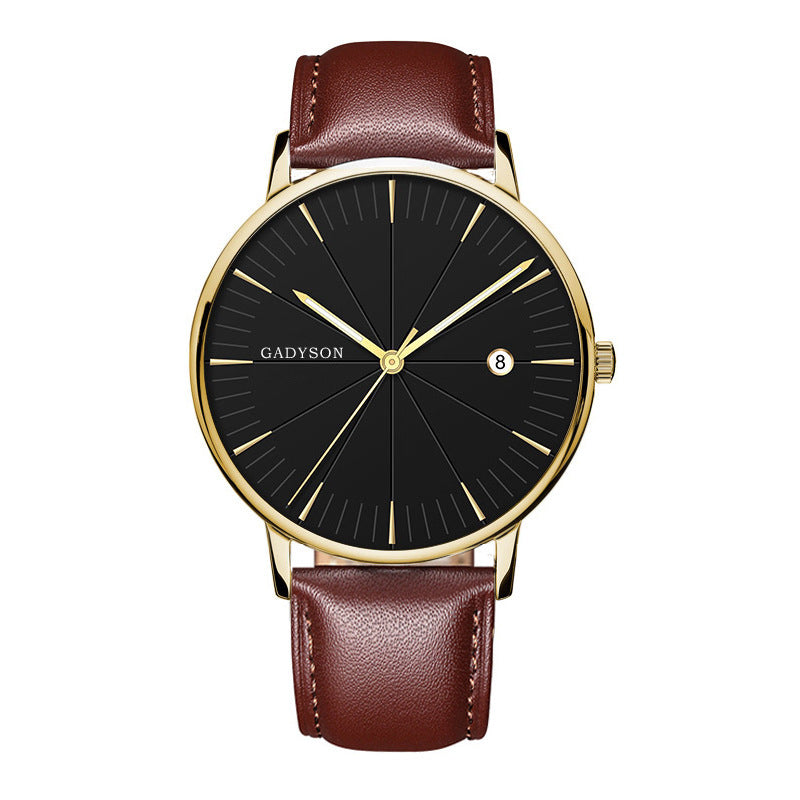 New Simple Black Business Calendar Men Watch