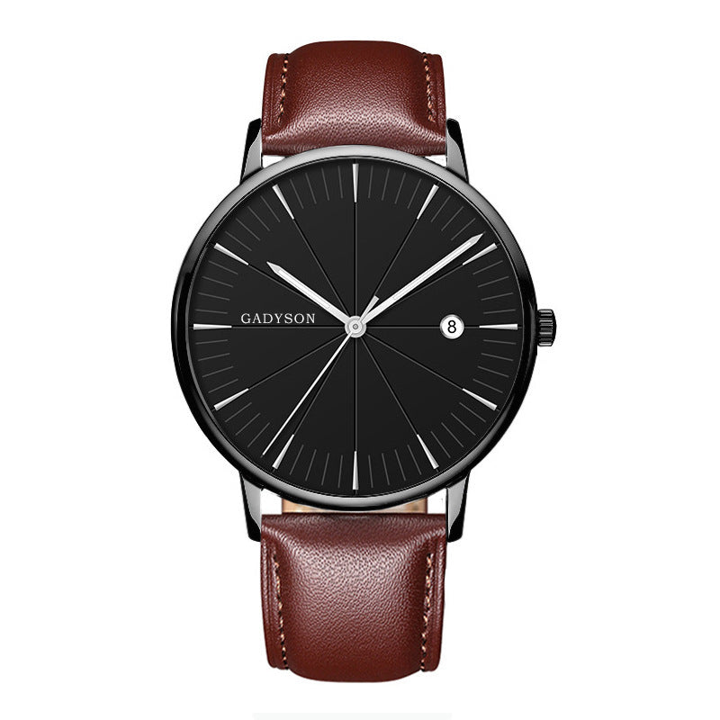 New Simple Black Business Calendar Men Watch