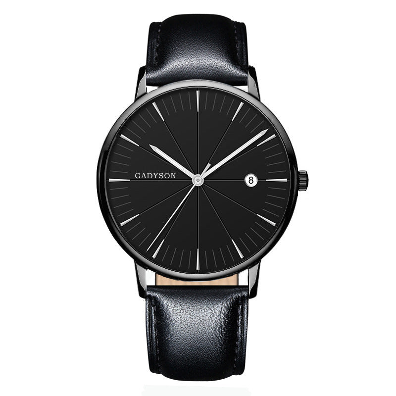 New Simple Black Business Calendar Men Watch