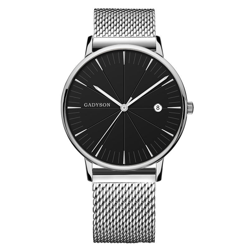 New Simple Black Business Calendar Men Watch