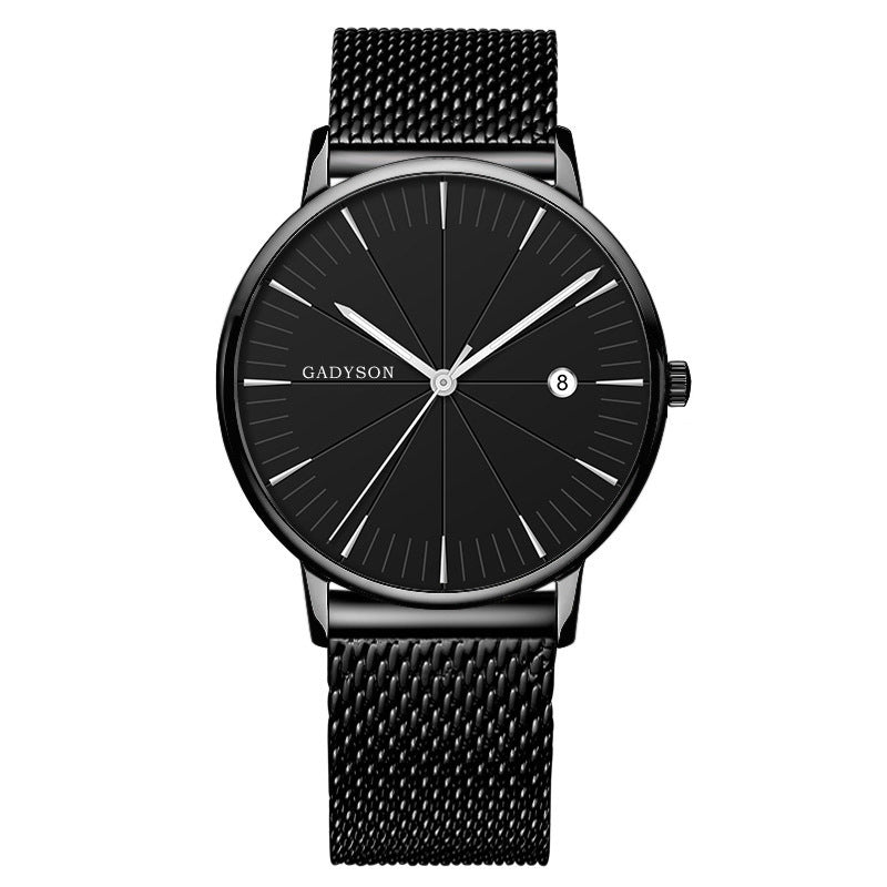 New Simple Black Business Calendar Men Watch