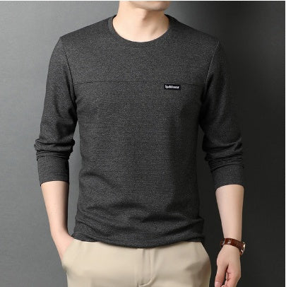 Fashion Brand Designer Long Sleeve Slim Fit Solid Color Tops Casual Mens Clothes