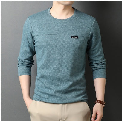 Fashion Brand Designer Long Sleeve Slim Fit Solid Color Tops Casual Mens Clothes