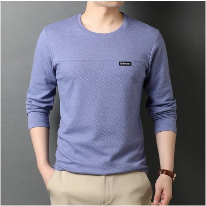 Fashion Brand Designer Long Sleeve Slim Fit Solid Color Tops Casual Mens Clothes