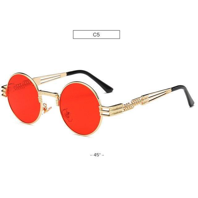 Gold Metal Fashion John Lennon Round Sunglasses Steampunk Sunglasses Mens Womens Retro Vintage Coating Mirrored Eyewear Shades