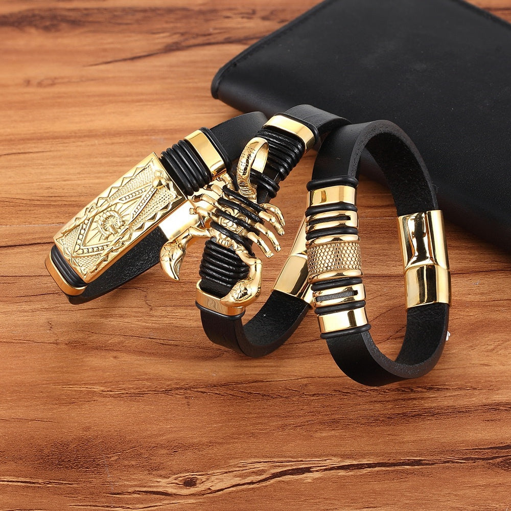 Scorpion Bracelet Leather Woven Bracelet Men