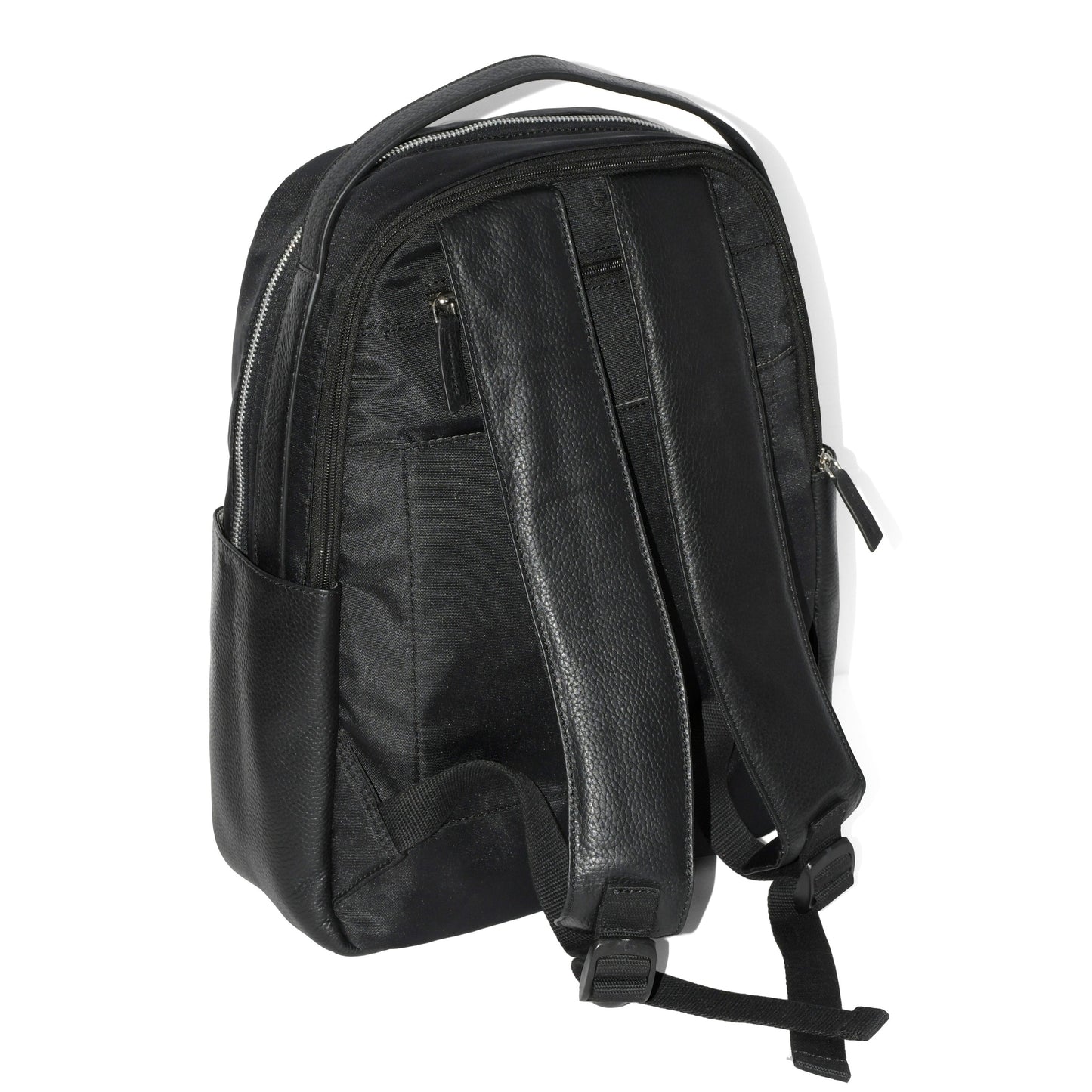 Leather Trim Double Entry Laptop Backpack