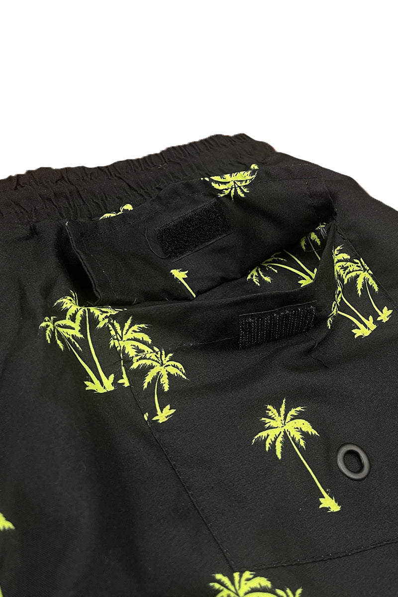 Lime Palm Print Swim Shorts