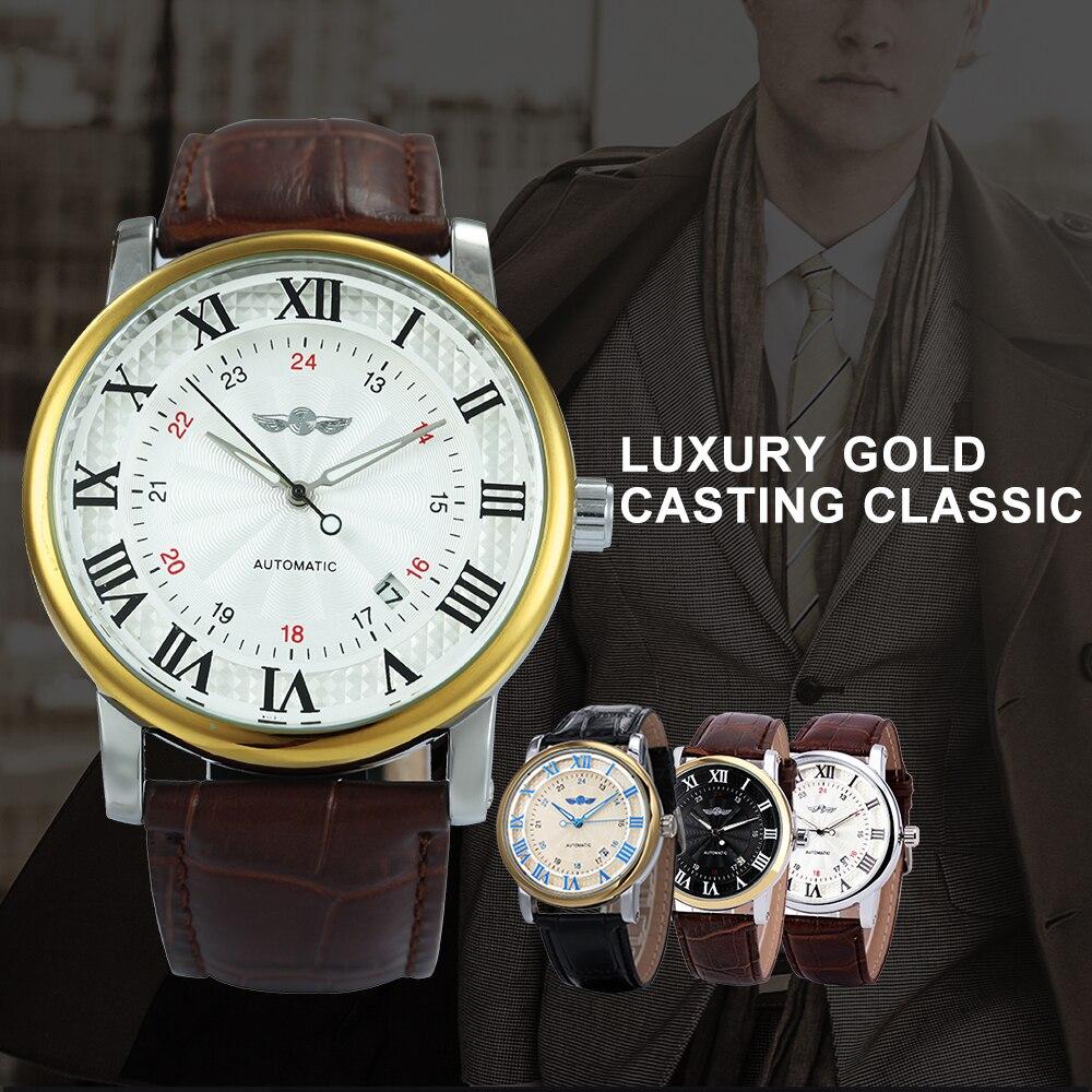 Casual Automatic Mechanical Mens Watches Top Brand Luxury Leather