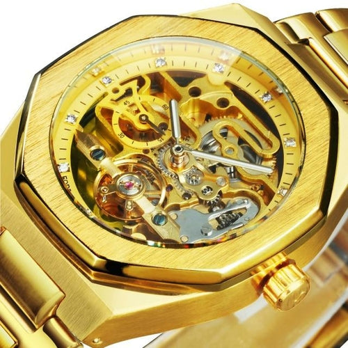 Tourbillion Mechanical Watch for Men Automatic Steel Strap Skeleton