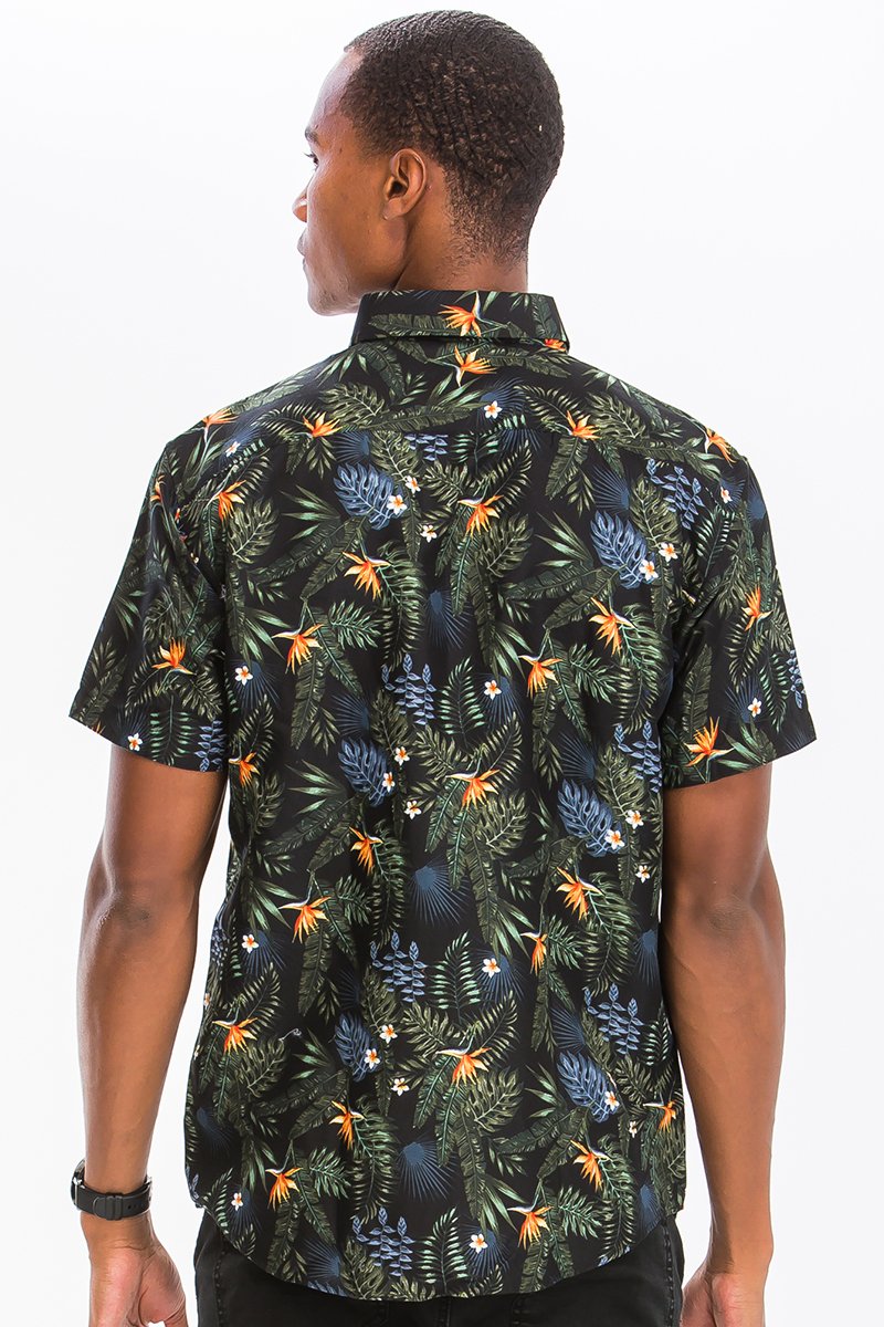 Hawaiian Print Button Down Shirt